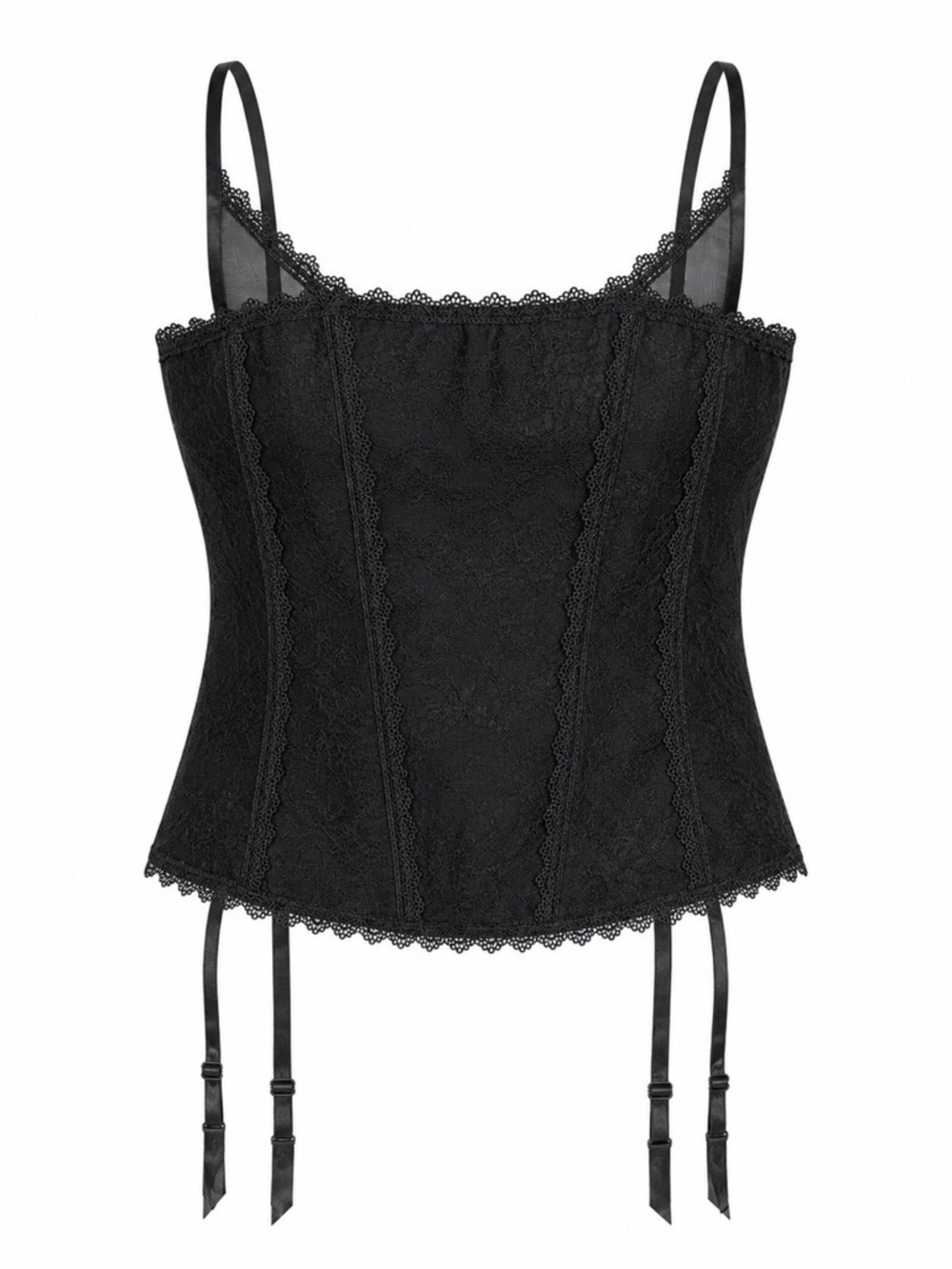 Adore Me Vira Corset Black Women's XL NWT Lace Up Garter Goth Lingerie